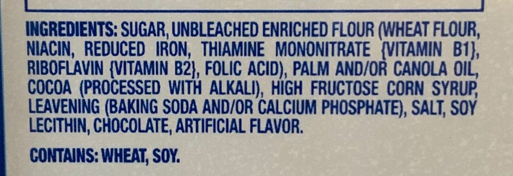 Ingredient list full of processed ingredients