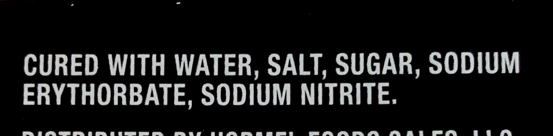 Ingredient list with processed ingredients, including sodium nitrite on it